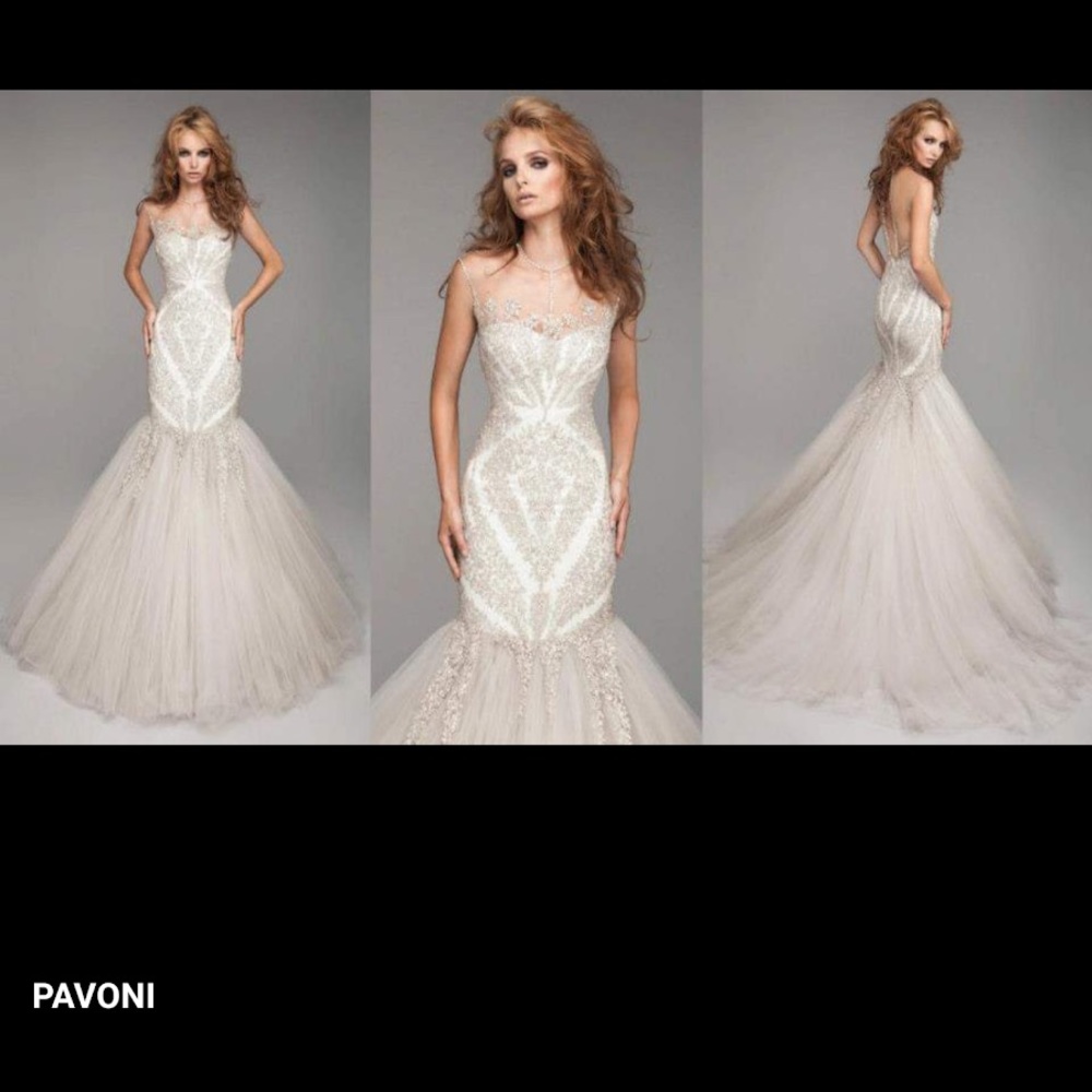 mermaid evening gown and wedding dress + veil